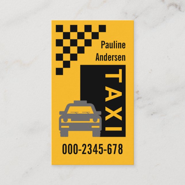 Yellow Taxi Black Check Box Visitenkarte (Vorderseite)