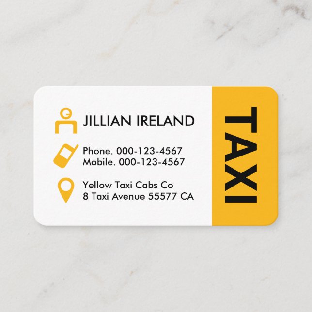 Yellow Taxi Cab Icons Driver Visitenkarte (Vorderseite)