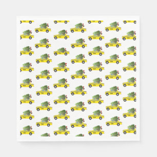 Yellow Taxi Cab Weihnachtsbaum Festlicher Urlaub N Serviette