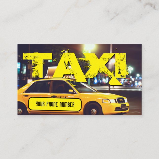 Yellow TAXI City Lights Taxifahrer Visitenkarte (Vorderseite)