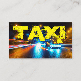 Yellow TAXI City Neon Lights Taxifahrer Visitenkarte