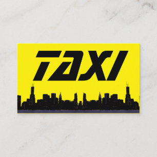 Yellow TAXI-Night City Skyline-Taxifahrer Visitenkarte