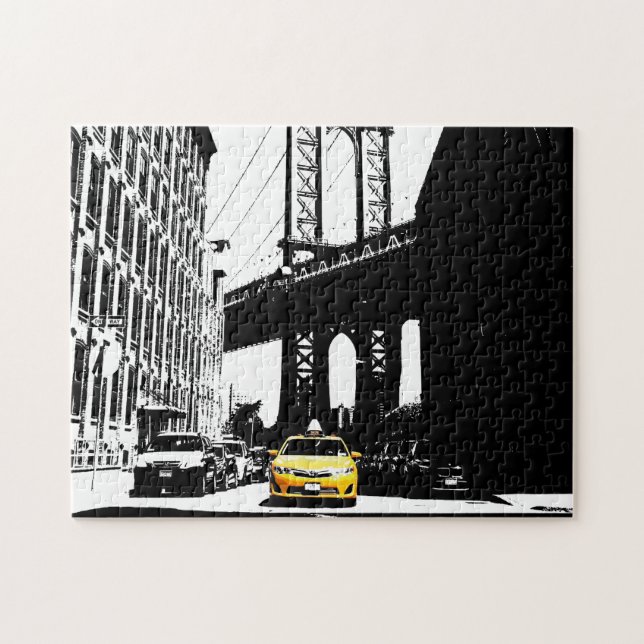 Yellow Taxi Nyc New York City Brooklyn Bridge (Horizontal)