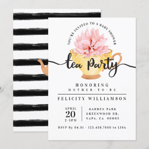 Yellow Teacup Tea Party Kinderdusche Einladung