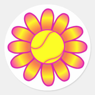 Yellow Tennis Girl Runder Aufkleber
