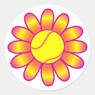 Yellow Tennis Girl Runder Aufkleber