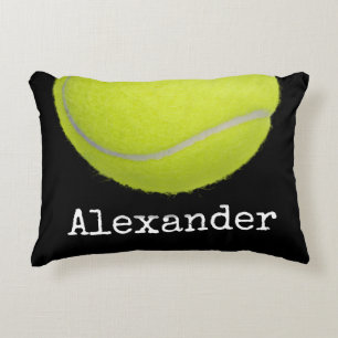 Yellow Tennisball Sportteam Personalisiert Black Dekokissen