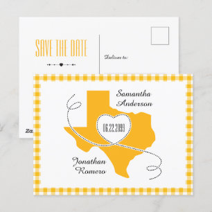 Yellow Texas Curling Ribbon Save the Date Postkarte