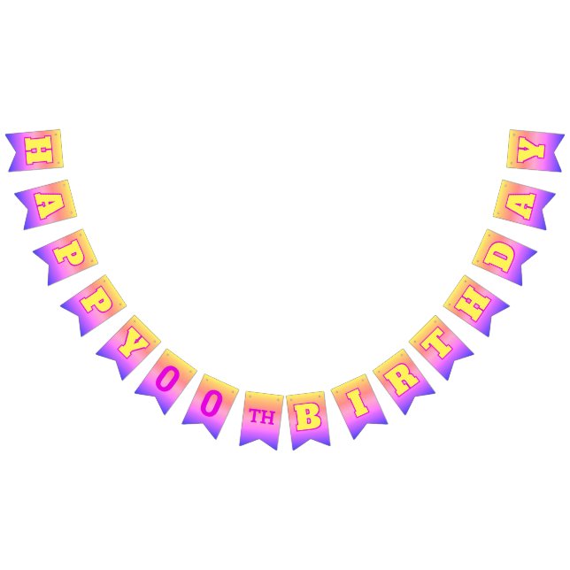 YELLOW Text Happy Birthday | Bearbeitbar Wimpelkette (Alle)