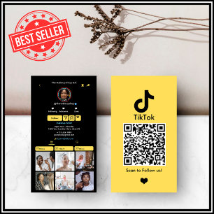 Yellow TikTok Social Media QR-Code Visitenkarte
