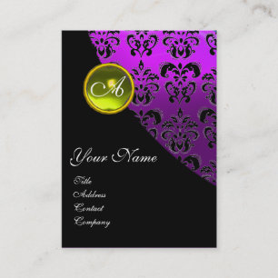 YELLOW TOPAZ DAMASK MONOGRAM, lila violette Farbe Visitenkarte