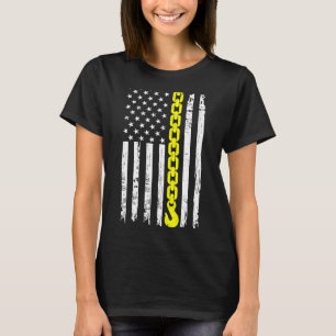 Yellow Tow Hook Chain Flag Amerika USA Tow Truck D T-Shirt