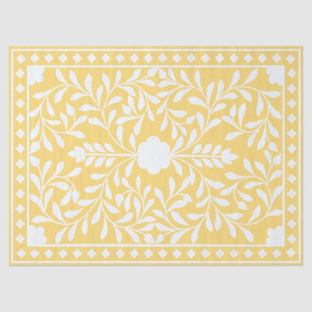 Yellow Traditional Bone Inlay Decoupage Paper Seidenpapier (Vorderseite)