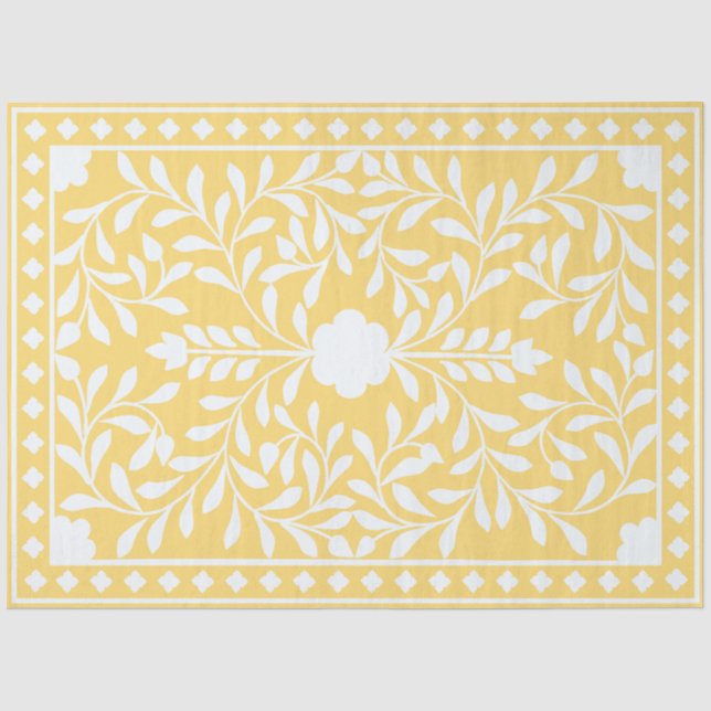 Yellow Traditional Bone Inlay Decoupage Paper Seidenpapier (Vorderseite)