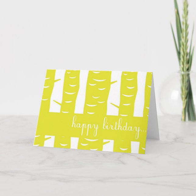 Yellow Tree Trunks Card Happy Birthday Card Karte (Vorderseite)