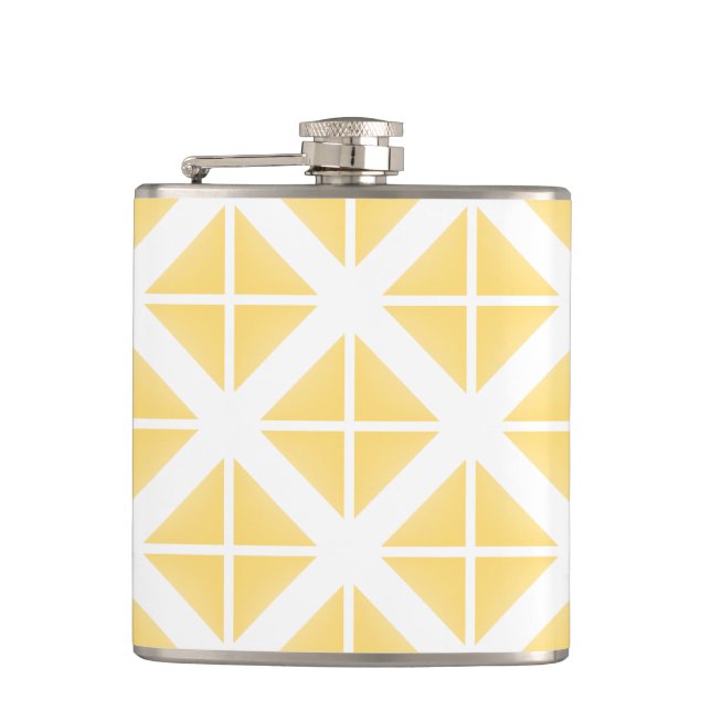 Yellow Trendy Triangle Pattern Flachmann (Vorderseite)