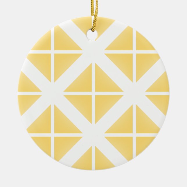 Yellow Trendy Triangle Pattern Keramikornament (Vorne)