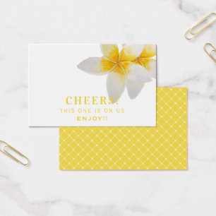Yellow Tropical Flowers   Wedding Drink Ticket