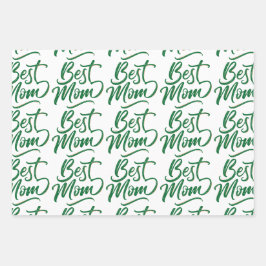 Yellow Tulip Design, Script Letters Beste Mama Geschenkpapier Set