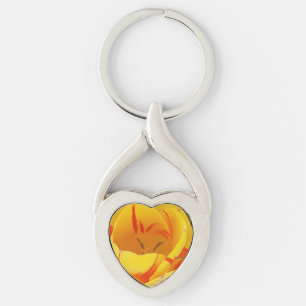 Yellow Tulip Metal Key Ring Schlüsselanhänger