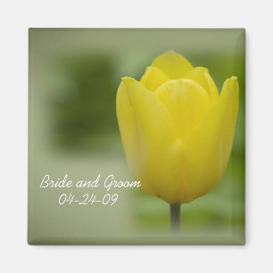 Yellow Tulip Spring Wedding Magnet