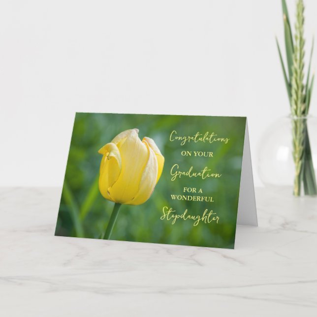 Yellow Tulip Steptop Abschluss Karte (Vorderseite)