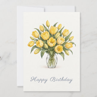 Yellow Tulips Happy Birthday Mitteilungskarte