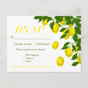 Yellow UAWG Watercolor Lemons Green Wedding Einladungspostkarte