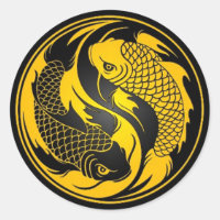 Yellow und Black Yin Yang Koi Fish