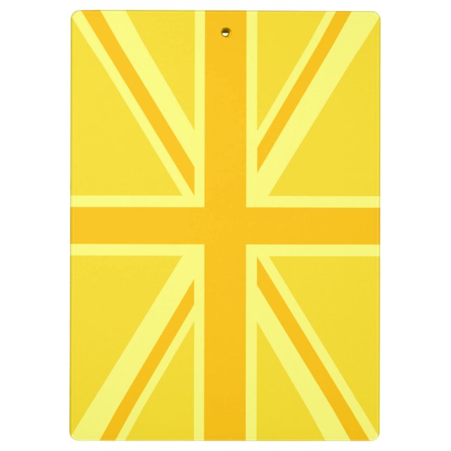 Yellow Union Jack Britische Flagge Hintergrund Klemmbrett (Rückseite)