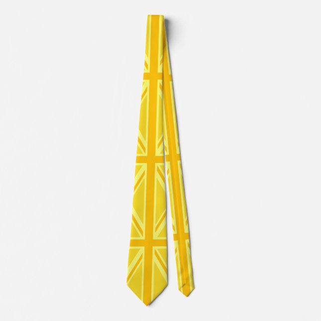 Yellow Union Jack Britische Flagge Hintergrund Krawatte (Vorderseite)