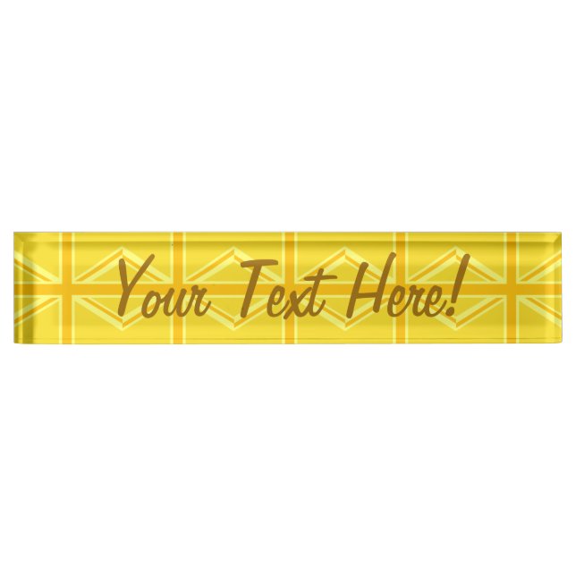 Yellow Union Jack Britische Flagge Hintergrund Namensplakette (Vorderseite)