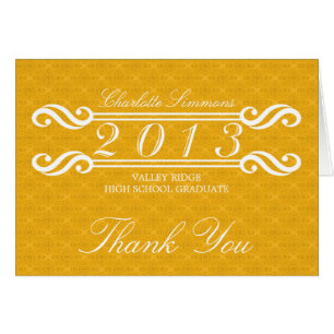 Yellow Vintage Damask 2013 Grad Carte de remerciem