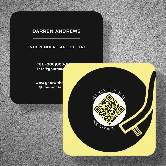 Yellow Vinyl LP | Music QR Code Quadratische Visitenkarte (Von Creator hochgeladen)