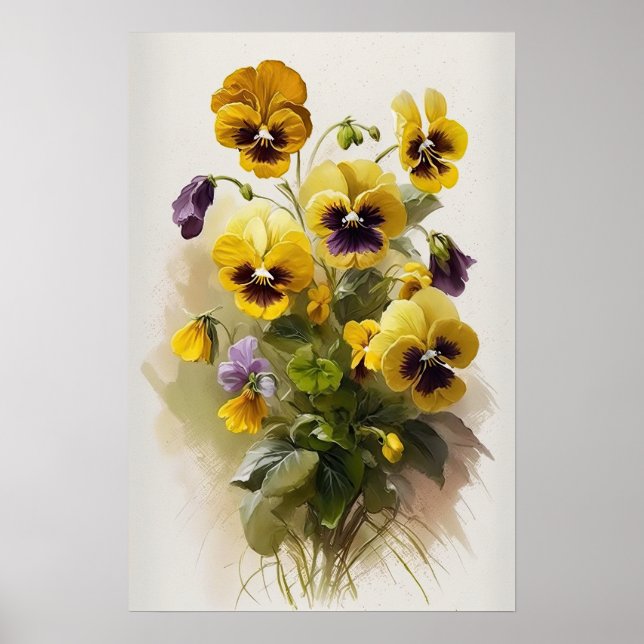 Yellow Violas Blumen Art Print Poster (Vorne)