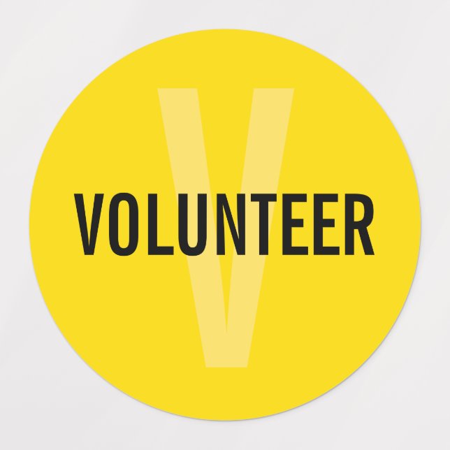 Yellow Volunteer Abzeichen Etiketten (Design 1)