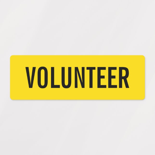Yellow Volunteer Abzeichen Etiketten (Design 1)