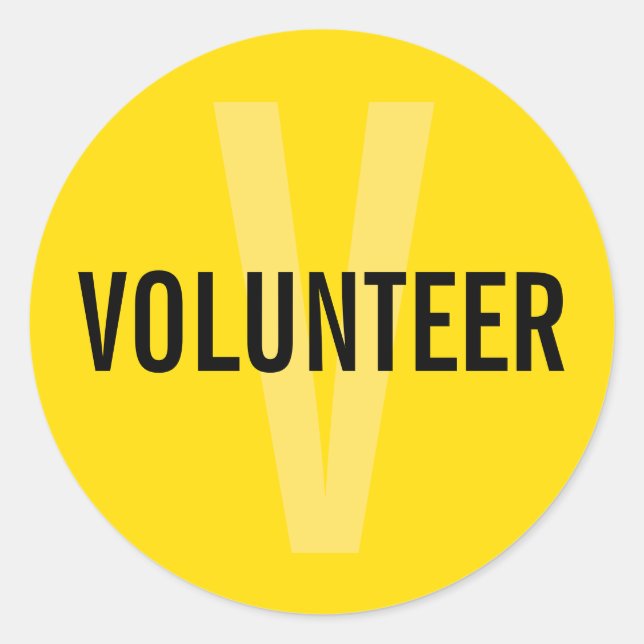 Yellow Volunteer Abzeichen Runder Aufkleber (Vorderseite)