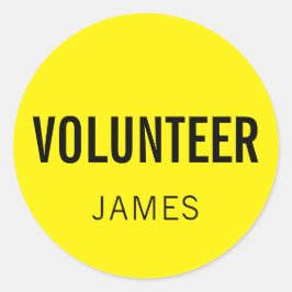 Yellow Volunteer Name Runder Aufkleber