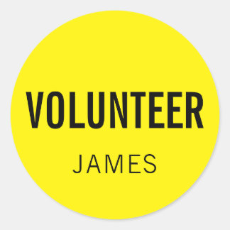 Yellow Volunteer Name Runder Aufkleber