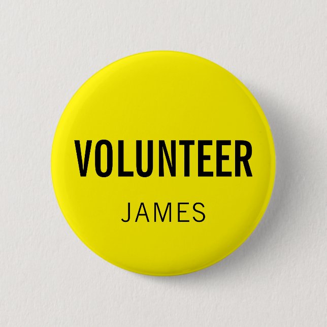 Yellow Volunteer Name Staff Event Button (Vorderseite)