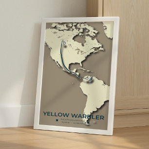 Yellow Warbler Migration Map - Minimalistisch Vint Poster