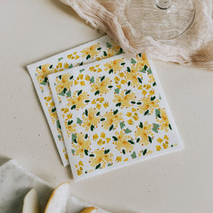 Yellow Watercolor Blumengarten Napkins Serviette