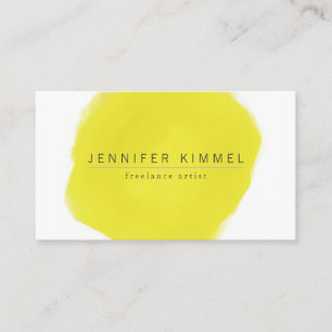 Yellow Watercolor Brush Circle Visitenkarte