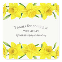 Yellow Watercolor Daffodil 50. Geburtstagsparty