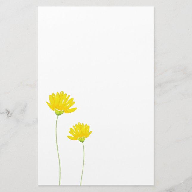 Yellow Watercolor Daisies Briefpapier (Vorderseite)