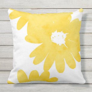 Yellow Watercolor Daisies Kissen