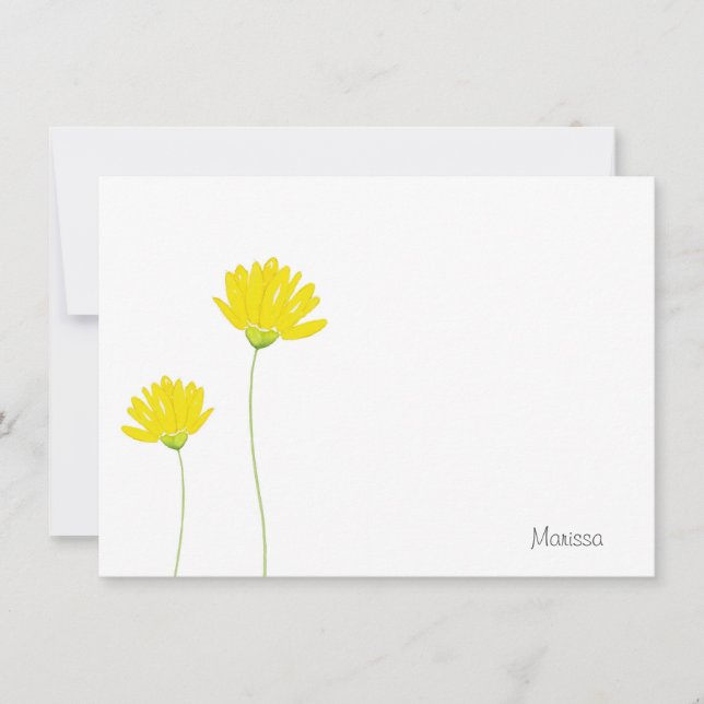 Yellow Watercolor Daisies Mitteilungskarte (Vorderseite)