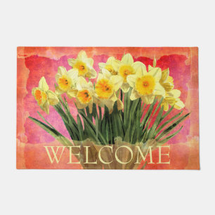 Yellow Watercolor Düfte auf Korallen Willkommen Fußmatte