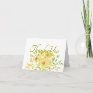 Yellow watercolor floral danke Karte